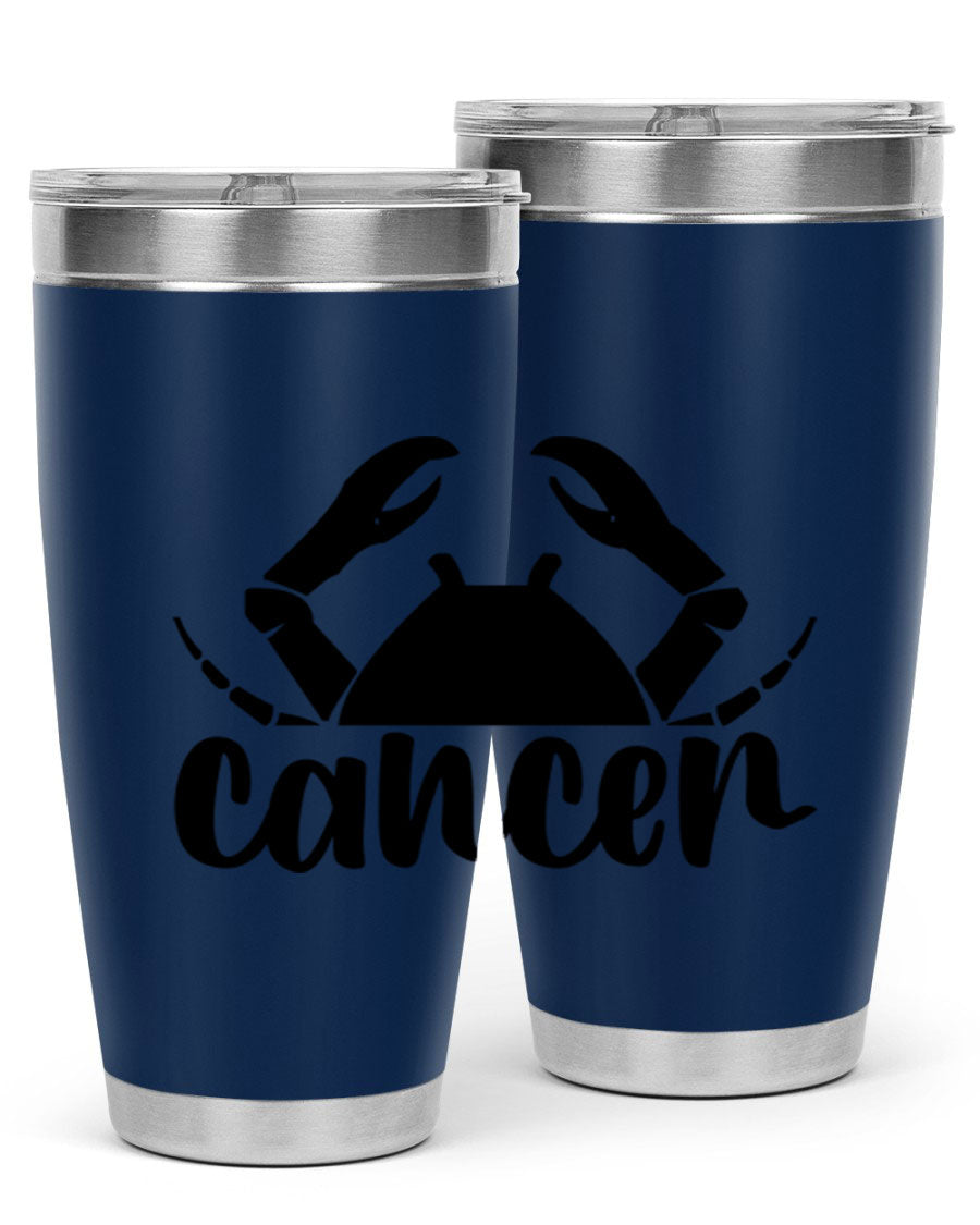 Cancer 156# Zodiac Tumbler in stainless steel with a stylish design, perfect for hot and cold beverages.