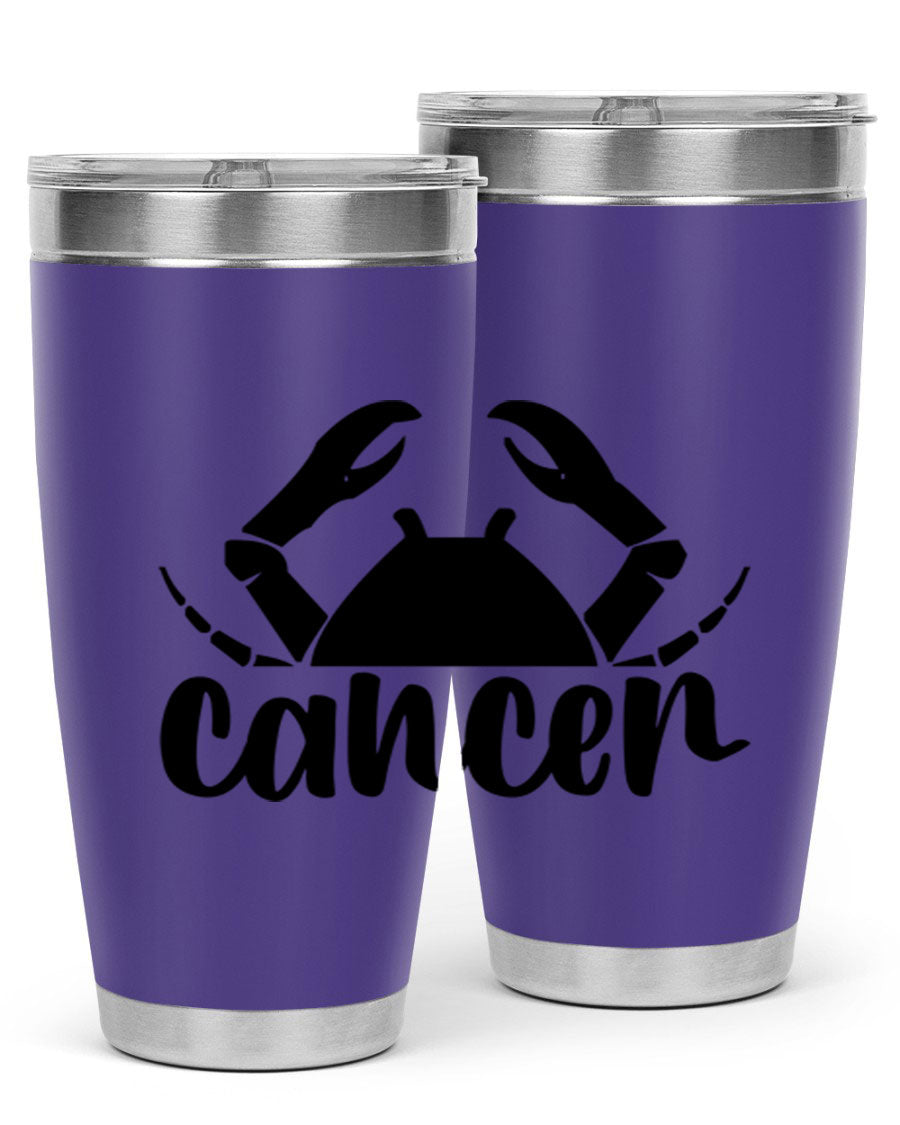 Cancer 156# Zodiac Tumbler in stainless steel with a stylish design, perfect for hot and cold beverages.