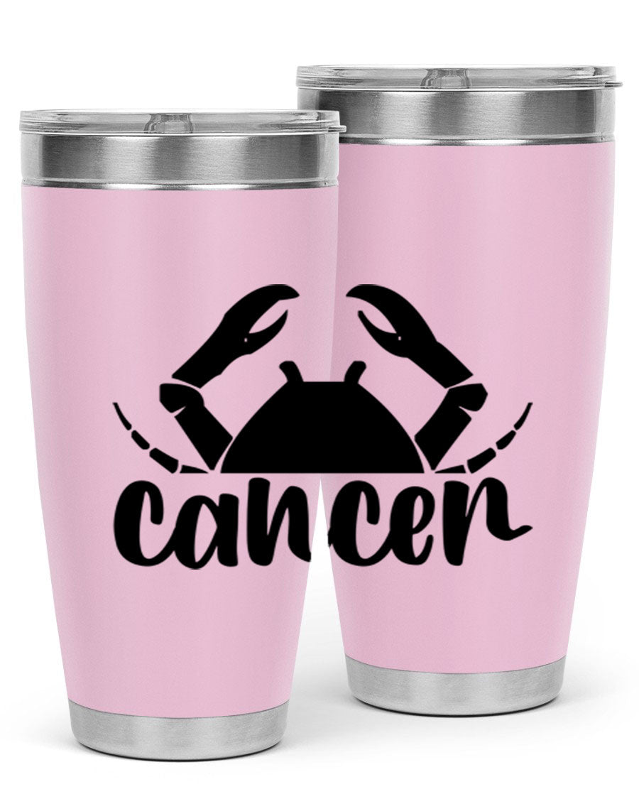 Cancer 156# Zodiac Tumbler in stainless steel with a stylish design, perfect for hot and cold beverages.