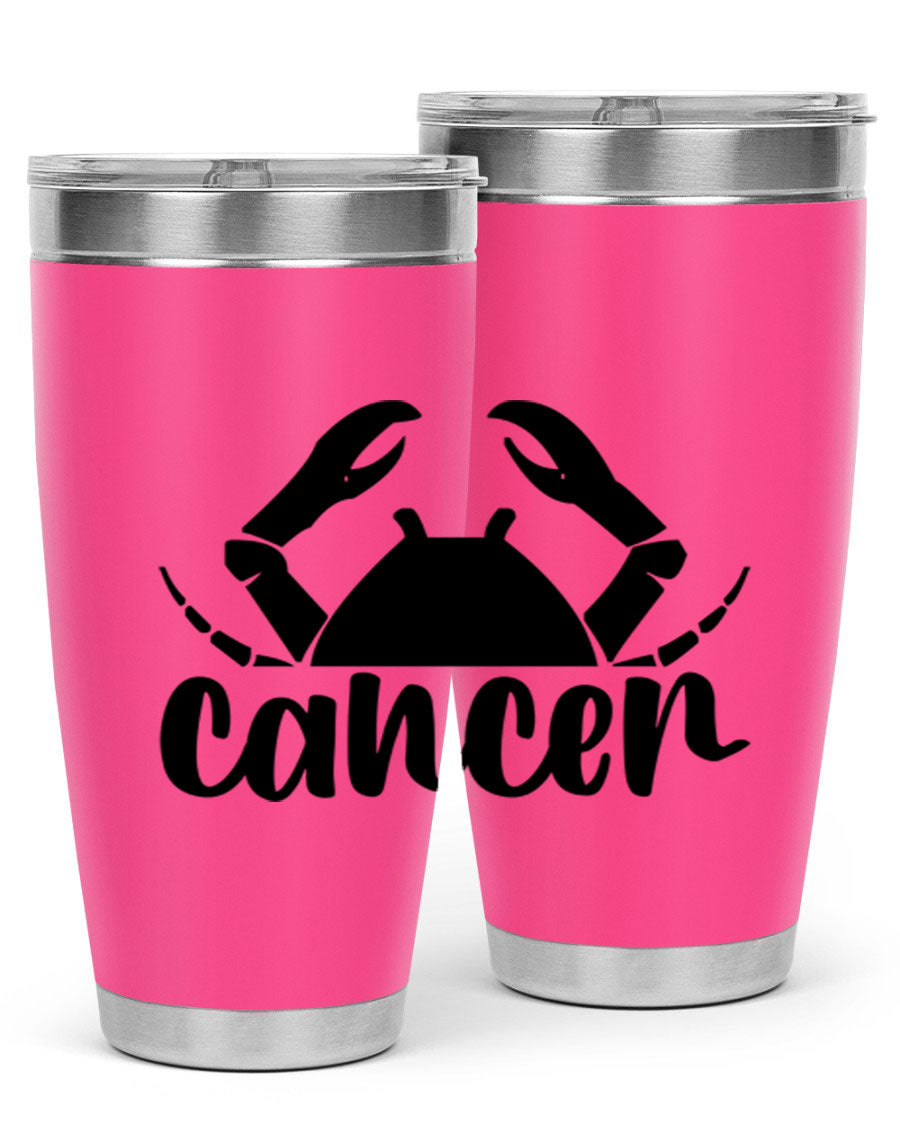 Cancer 156# Zodiac Tumbler in stainless steel with a stylish design, perfect for hot and cold beverages.