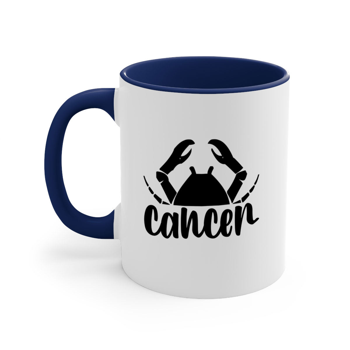 Cancer 156# Zodiac Mug with colored handle and glossy finish, available in multiple colors and sizes.