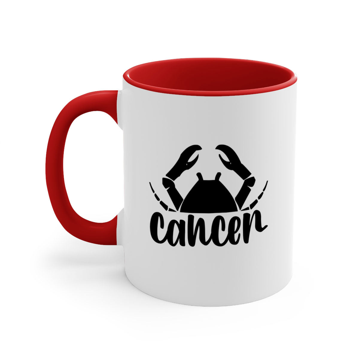 Cancer 156# Zodiac Mug with colored handle and glossy finish, available in multiple colors and sizes.