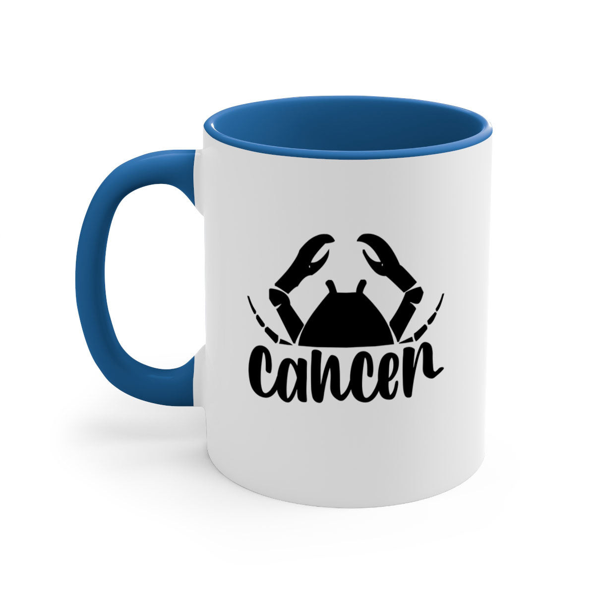 Cancer 156# Zodiac Mug with colored handle and glossy finish, available in multiple colors and sizes.