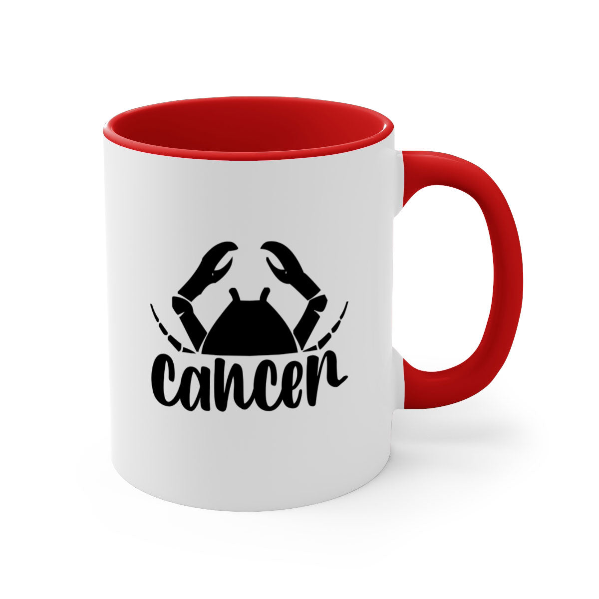 Cancer 156# Zodiac Mug with colored handle and glossy finish, available in multiple colors and sizes.