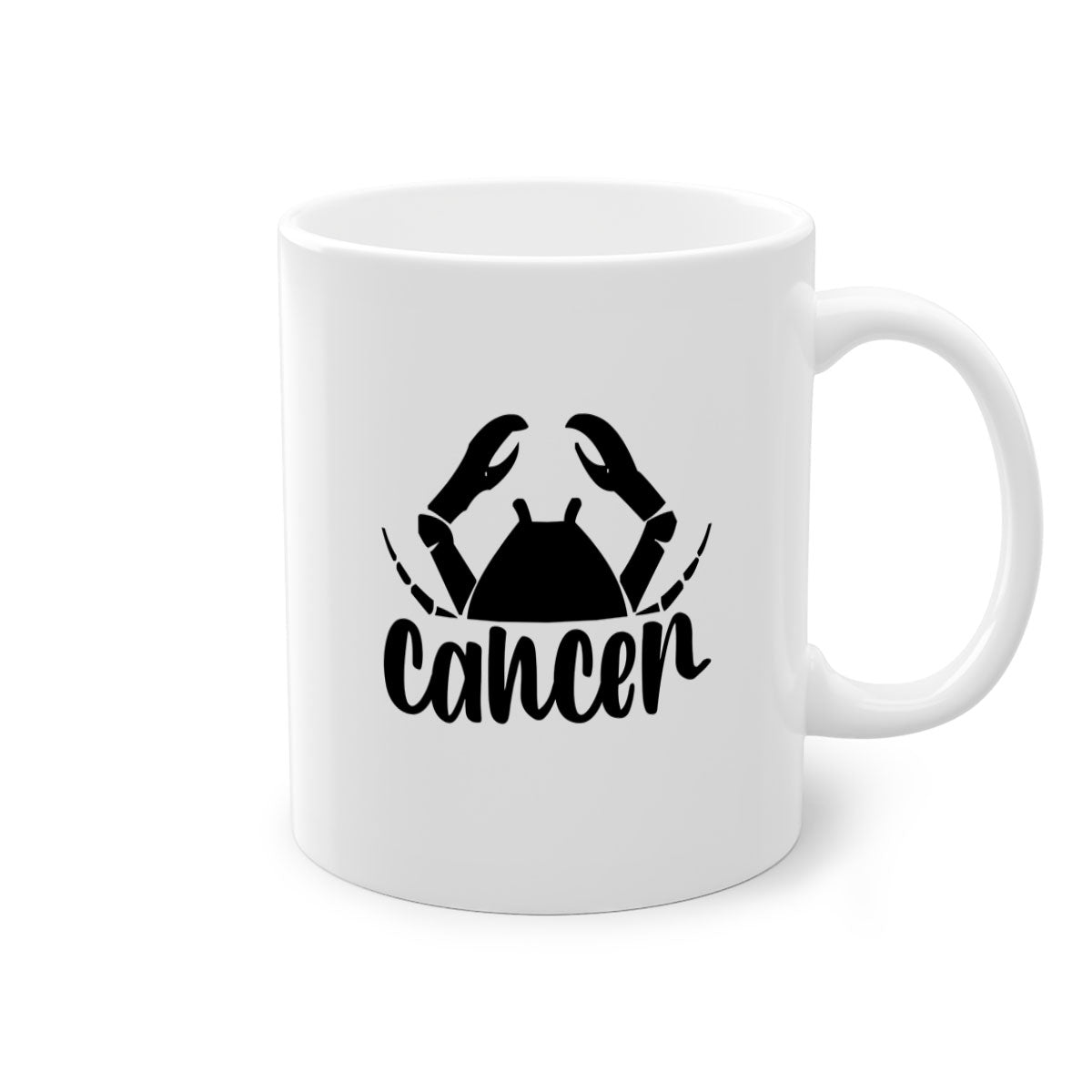 Cancer 156# Zodiac Mug with colored handle and glossy finish, available in multiple colors and sizes.