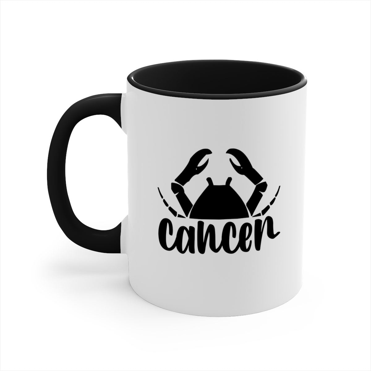 Cancer 156# Zodiac Mug with colored handle and glossy finish, available in multiple colors and sizes.