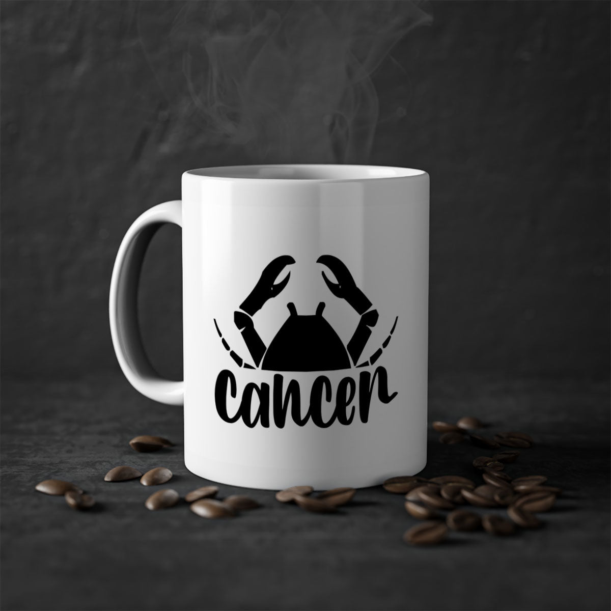 Cancer 156# Zodiac Mug with colored handle and glossy finish, available in multiple colors and sizes.