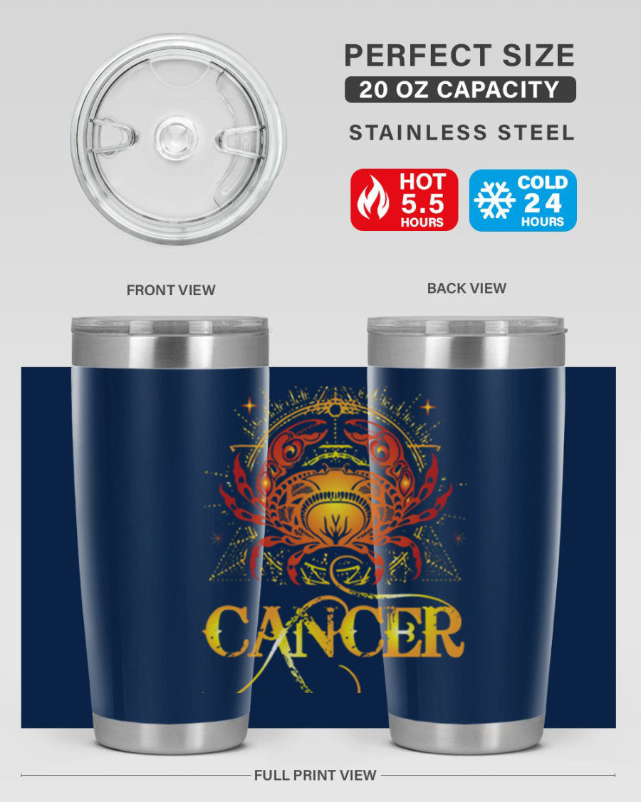 Cancer 163# Tumbler featuring a double wall vacuum stainless steel design, perfect for hot and cold beverages.