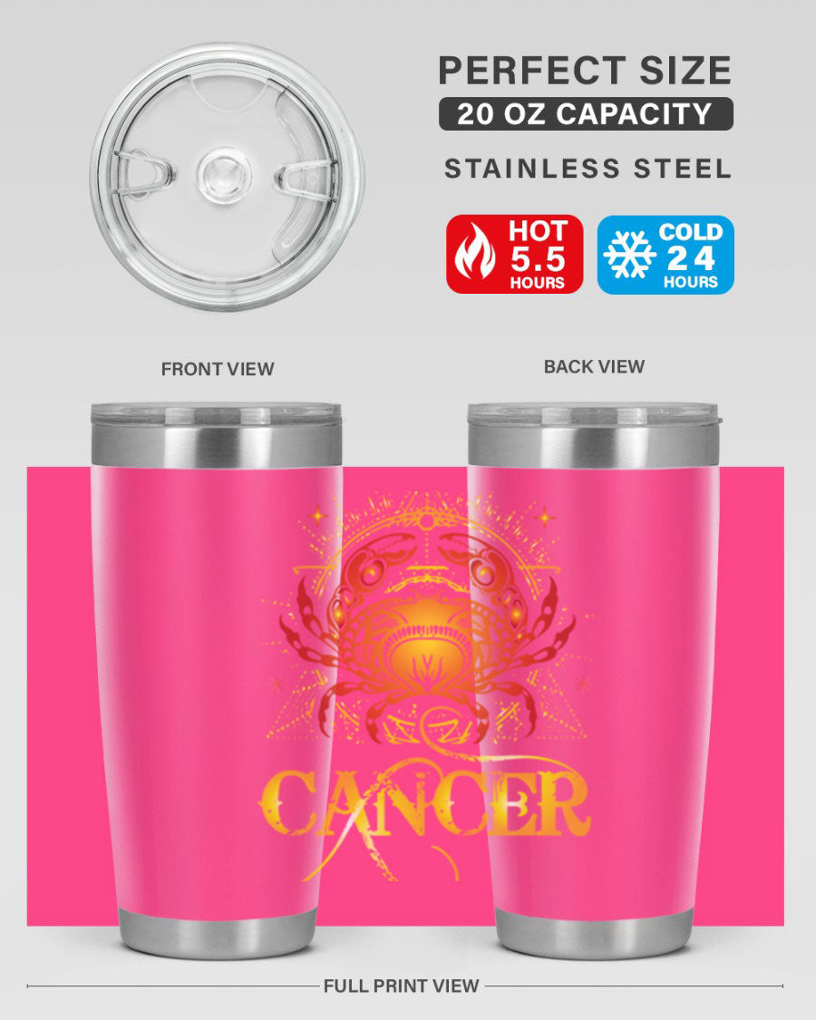 Cancer 163# Tumbler featuring a double wall vacuum stainless steel design, perfect for hot and cold beverages.