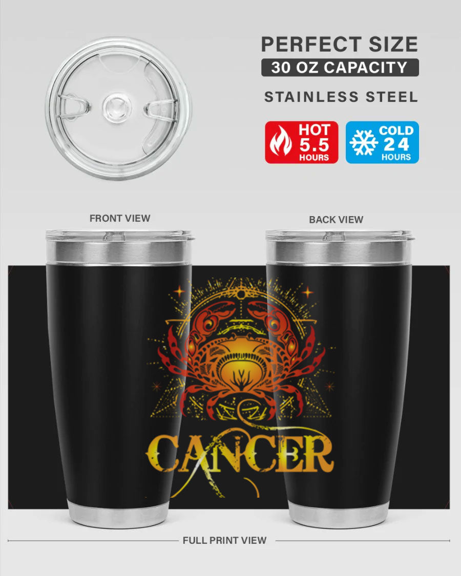 Cancer 163# Tumbler featuring a double wall vacuum stainless steel design, perfect for hot and cold beverages.