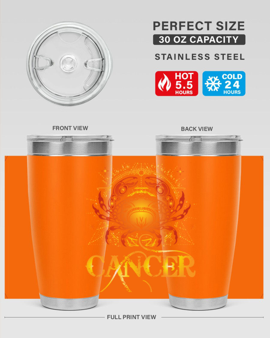 Cancer 163# Tumbler featuring a double wall vacuum stainless steel design, perfect for hot and cold beverages.