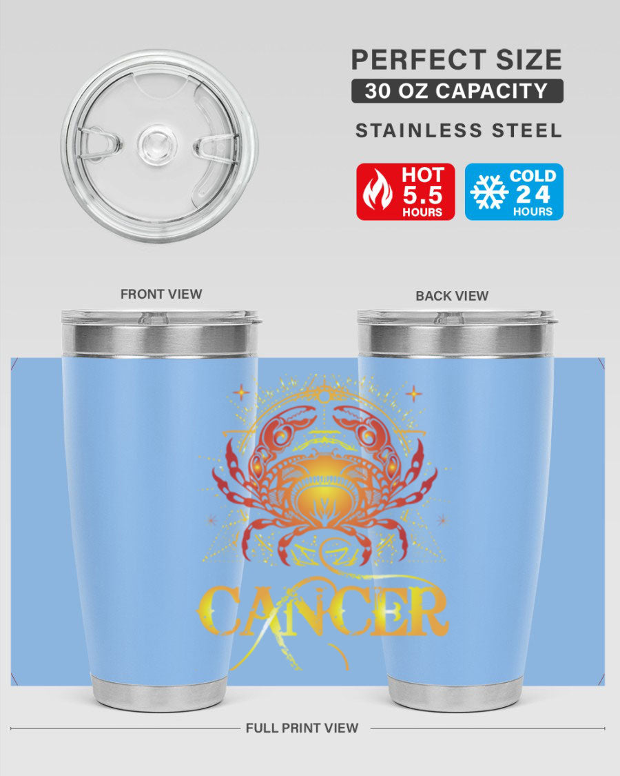 Cancer 163# Tumbler featuring a double wall vacuum stainless steel design, perfect for hot and cold beverages.