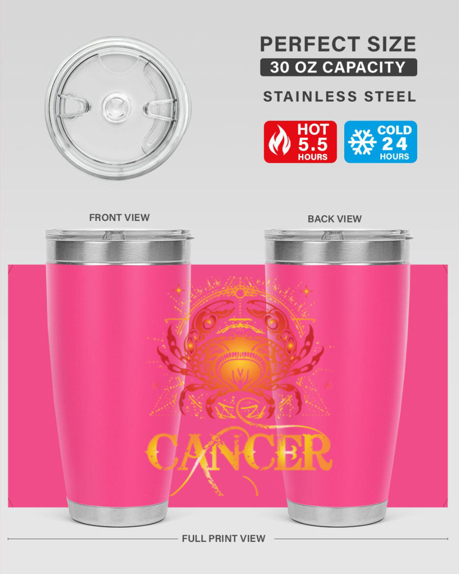 Cancer 163# Tumbler featuring a double wall vacuum stainless steel design, perfect for hot and cold beverages.