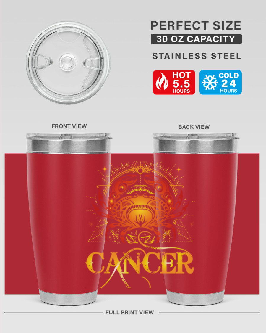 Cancer 163# Tumbler featuring a double wall vacuum stainless steel design, perfect for hot and cold beverages.