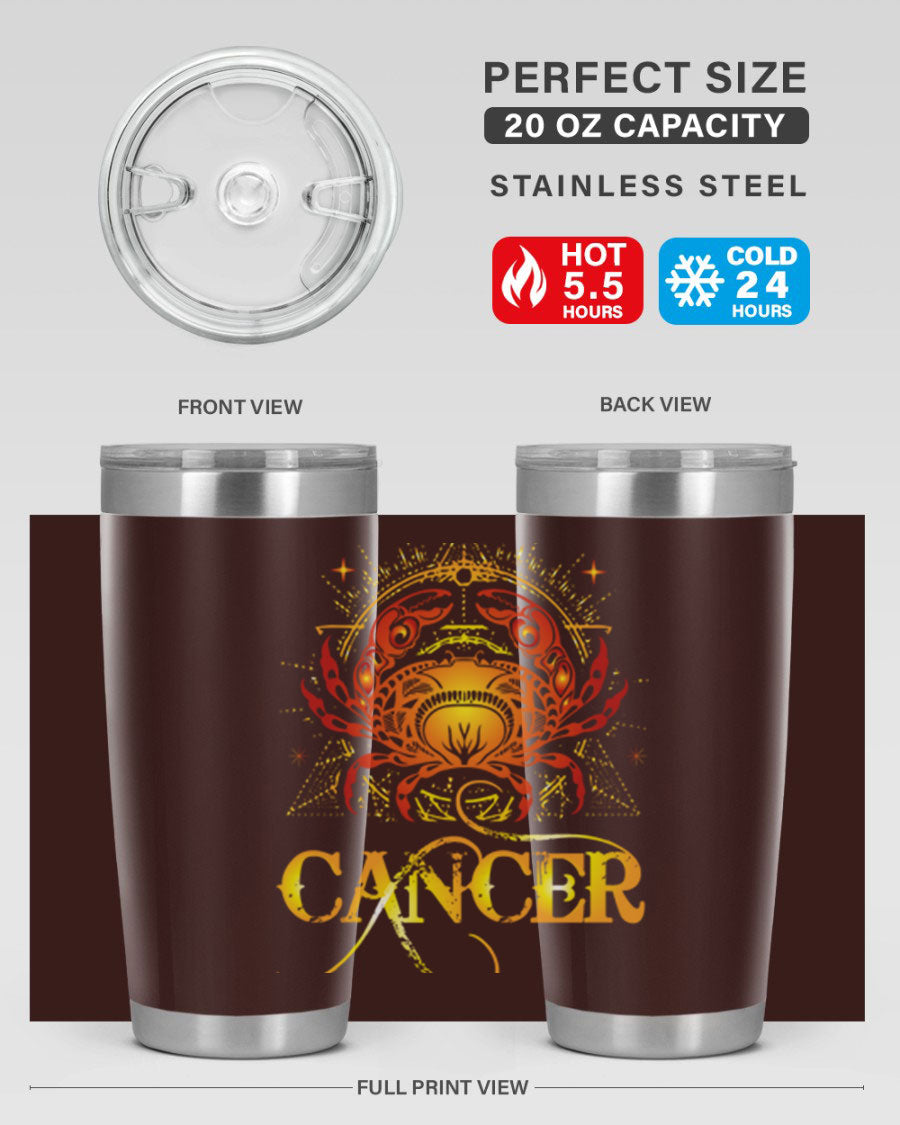 Cancer 163# Tumbler featuring a double wall vacuum stainless steel design, perfect for hot and cold beverages.