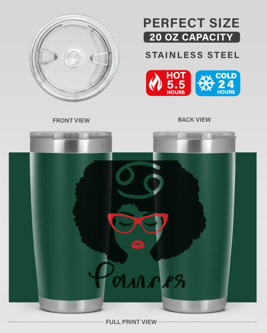 Cancer 164# Zodiac Tumbler in stainless steel with a sleek design, perfect for hot and cold beverages.