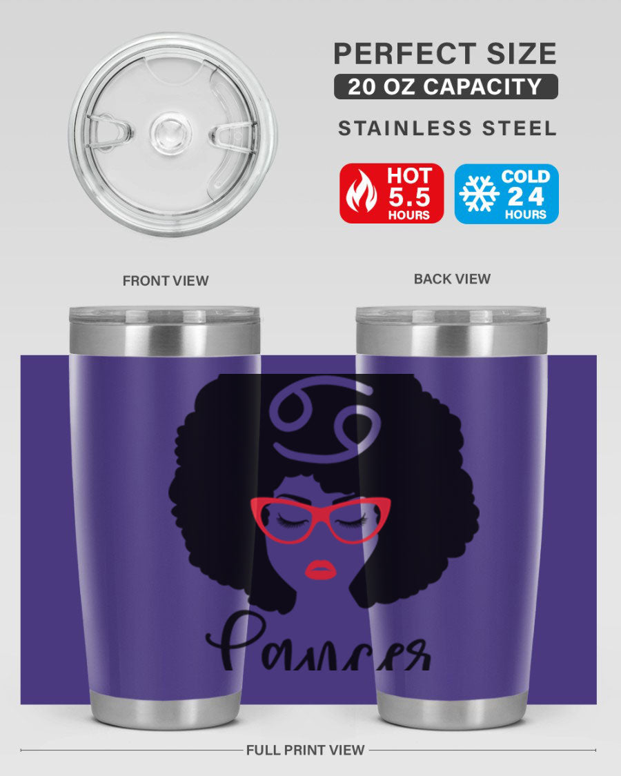 Cancer 164# Zodiac Tumbler in stainless steel with a sleek design, perfect for hot and cold beverages.