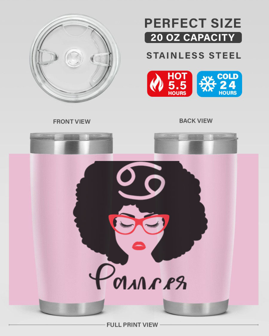 Cancer 164# Zodiac Tumbler in stainless steel with a sleek design, perfect for hot and cold beverages.