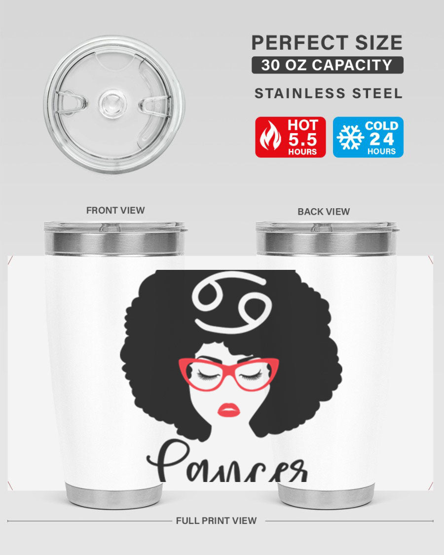 Cancer 164# Zodiac Tumbler in stainless steel with a sleek design, perfect for hot and cold beverages.