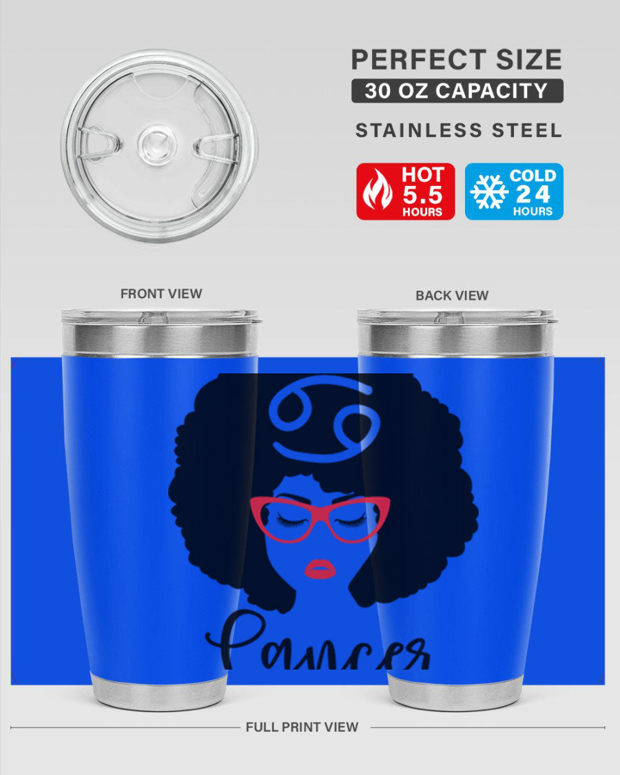 Cancer 164# Zodiac Tumbler in stainless steel with a sleek design, perfect for hot and cold beverages.