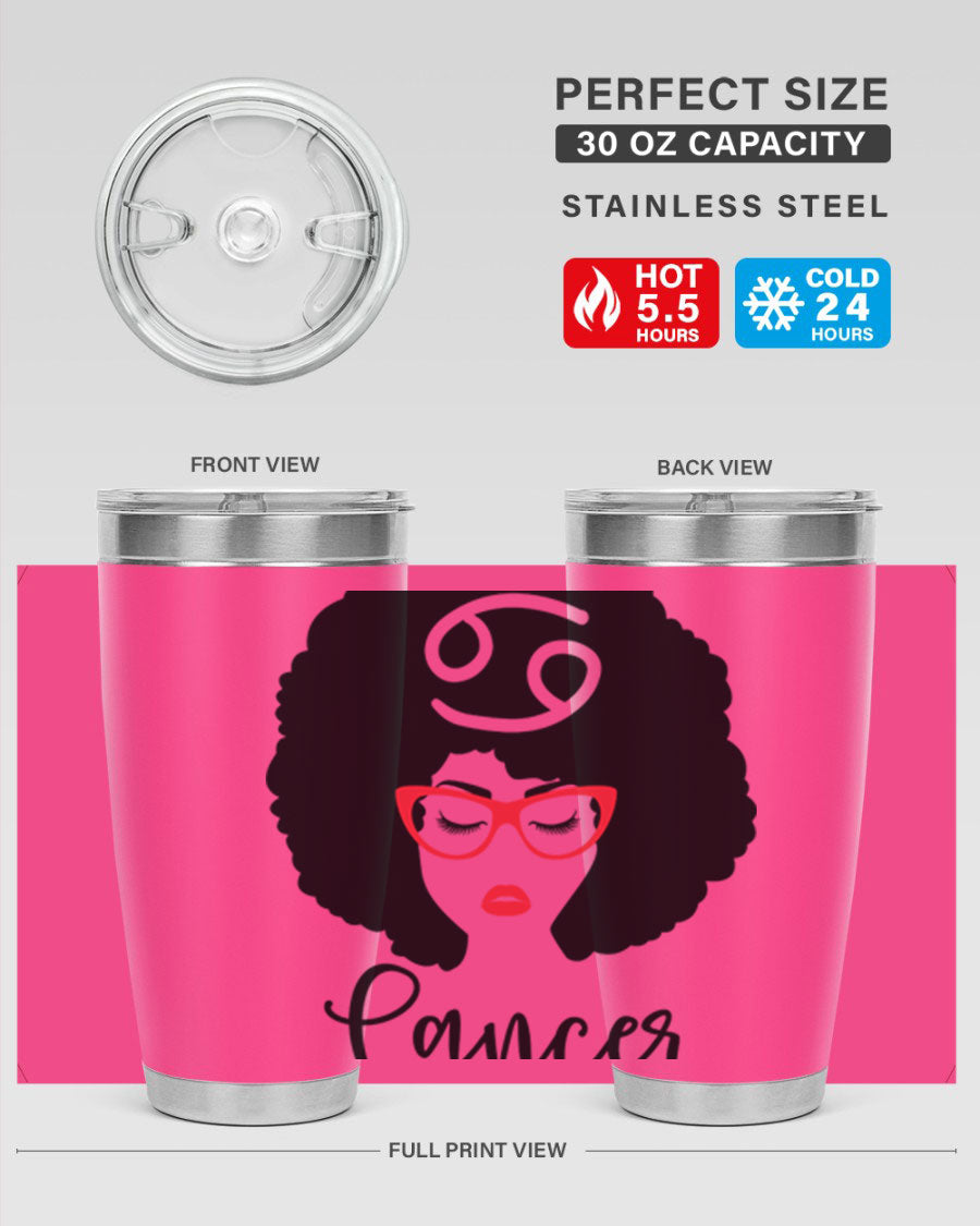 Cancer 164# Zodiac Tumbler in stainless steel with a sleek design, perfect for hot and cold beverages.