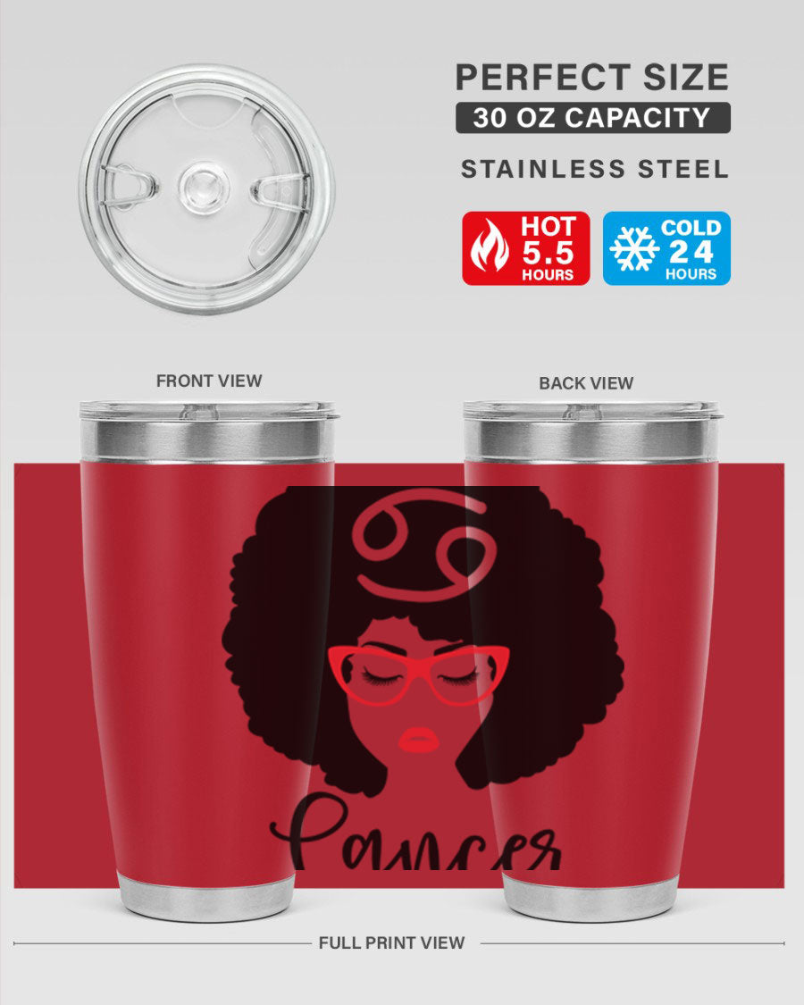 Cancer 164# Zodiac Tumbler in stainless steel with a sleek design, perfect for hot and cold beverages.