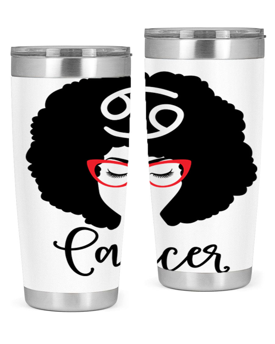 Cancer 164# Zodiac Tumbler in stainless steel with a sleek design, perfect for hot and cold beverages.