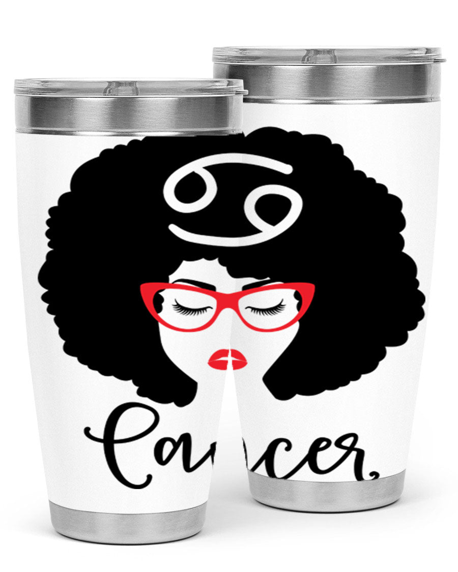 Cancer 164# Zodiac Tumbler in stainless steel with a sleek design, perfect for hot and cold beverages.