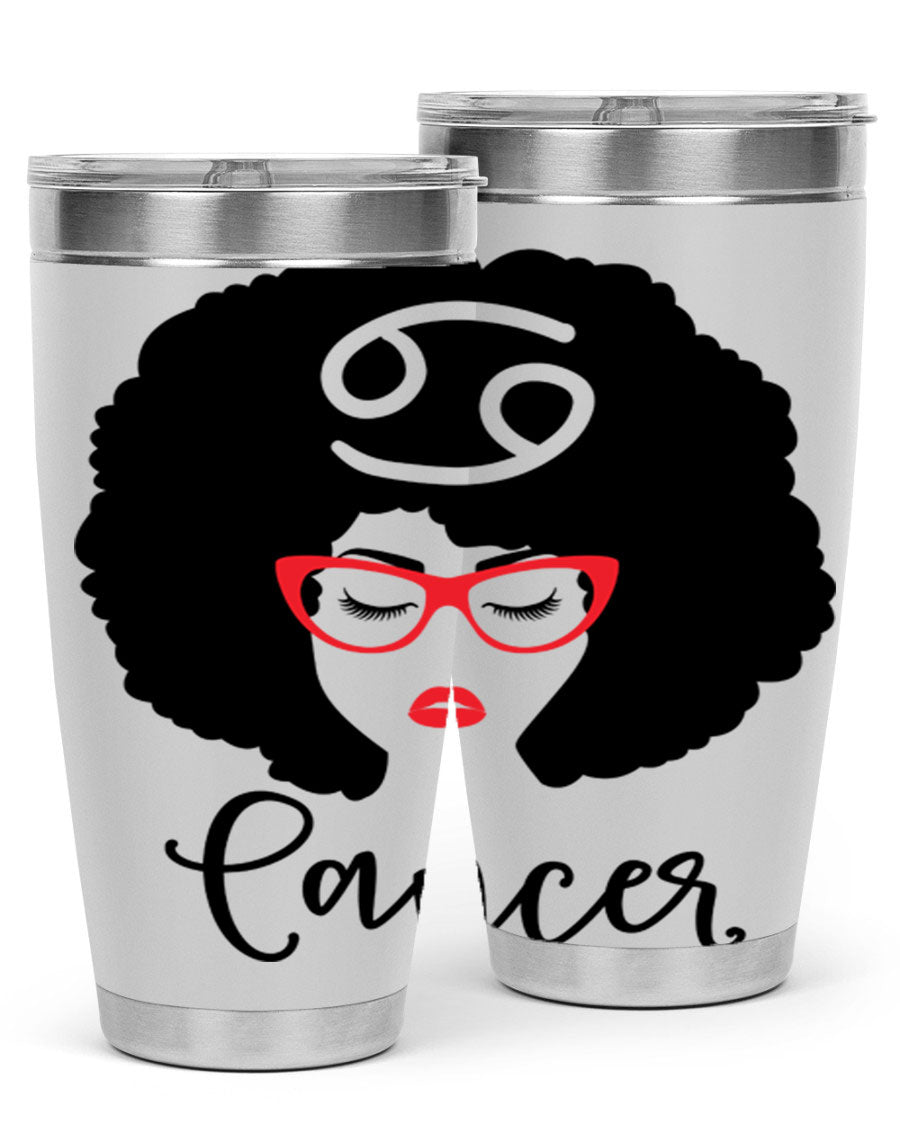 Cancer 164# Zodiac Tumbler in stainless steel with a sleek design, perfect for hot and cold beverages.