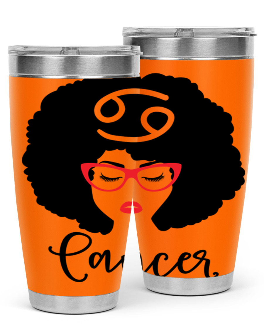 Cancer 164# Zodiac Tumbler in stainless steel with a sleek design, perfect for hot and cold beverages.