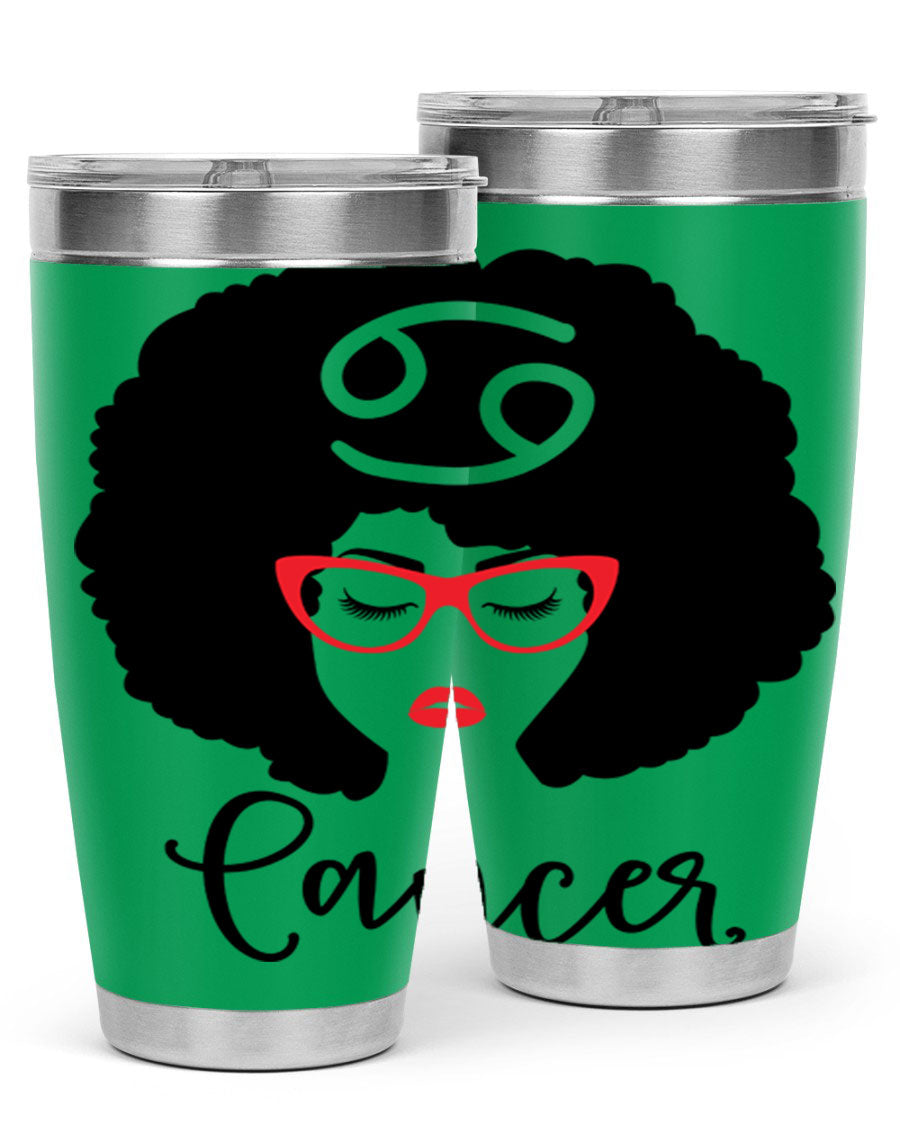 Cancer 164# Zodiac Tumbler in stainless steel with a sleek design, perfect for hot and cold beverages.