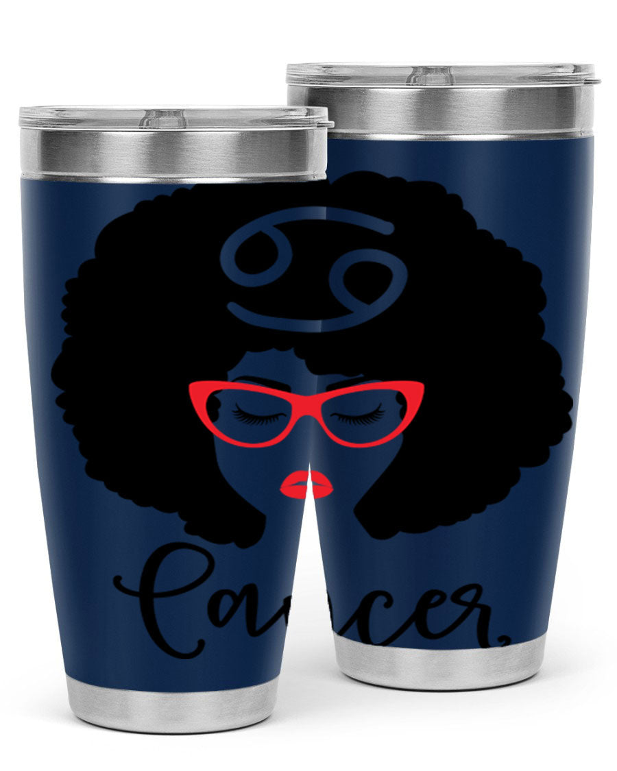 Cancer 164# Zodiac Tumbler in stainless steel with a sleek design, perfect for hot and cold beverages.