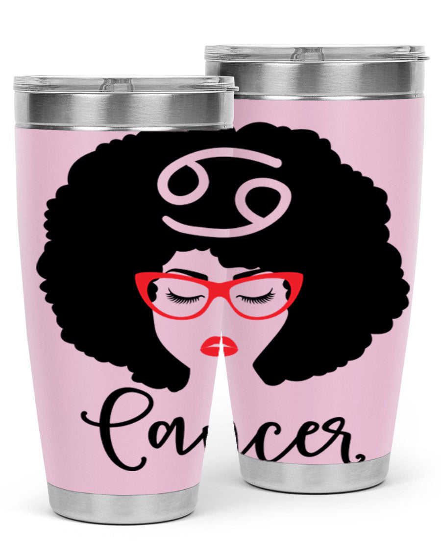 Cancer 164# Zodiac Tumbler in stainless steel with a sleek design, perfect for hot and cold beverages.