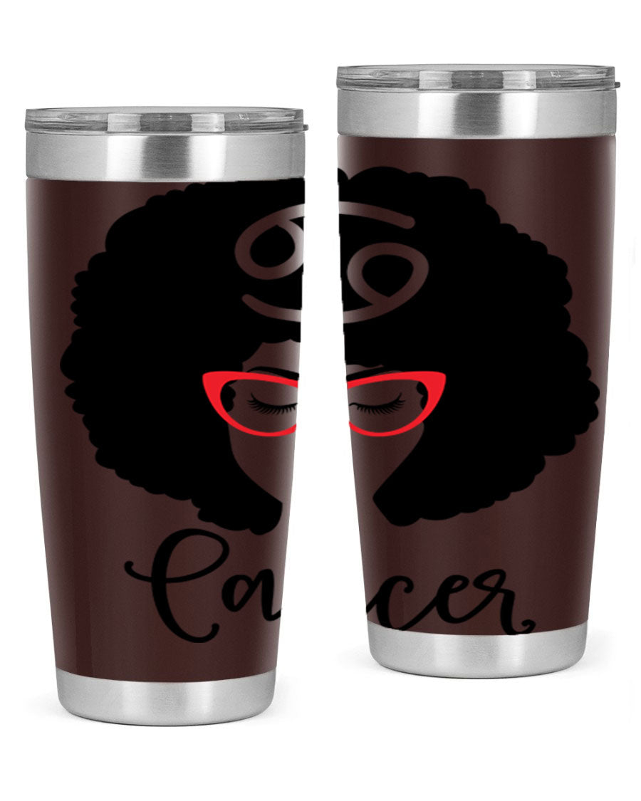 Cancer 164# Zodiac Tumbler in stainless steel with a sleek design, perfect for hot and cold beverages.