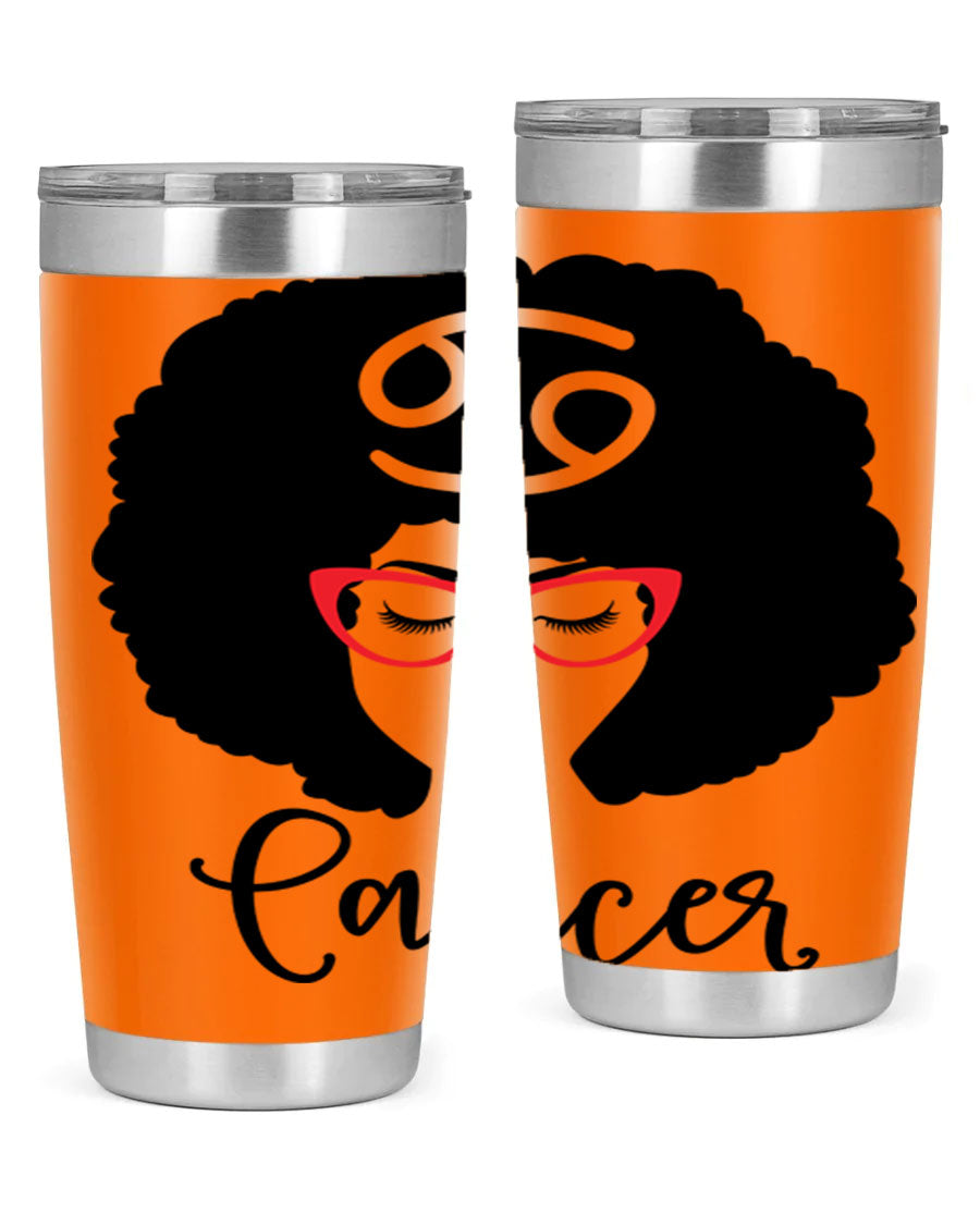 Cancer 164# Zodiac Tumbler in stainless steel with a sleek design, perfect for hot and cold beverages.