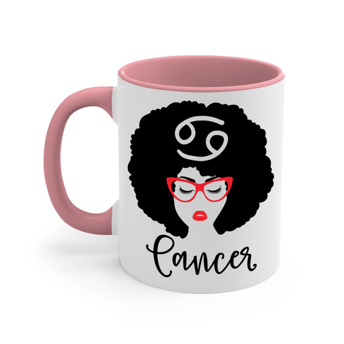 Cancer 164# Zodiac Mug with colorful handle and glossy finish, available in multiple sizes.