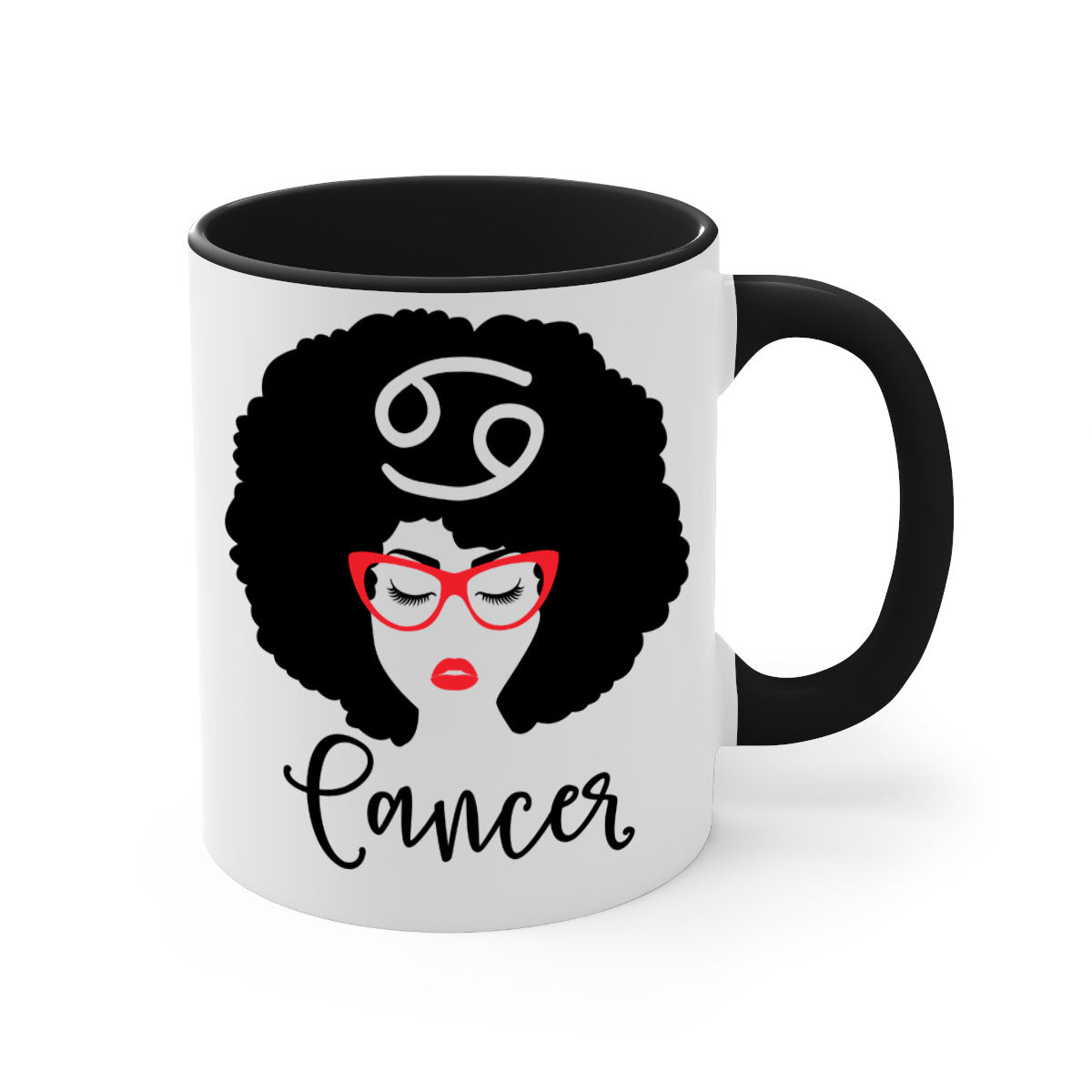 Cancer 164# Zodiac Mug with colorful handle and glossy finish, available in multiple sizes.