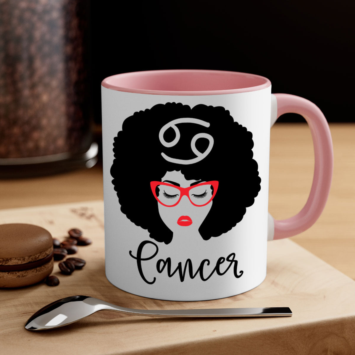 Cancer 164# Zodiac Mug with colorful handle and glossy finish, available in multiple sizes.