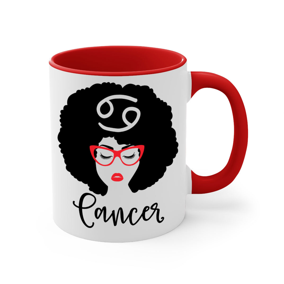 Cancer 164# Zodiac Mug with colorful handle and glossy finish, available in multiple sizes.