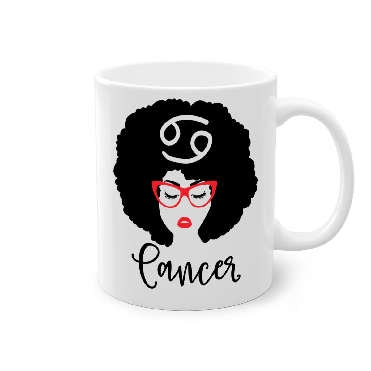 Cancer 164# Zodiac Mug with colorful handle and glossy finish, available in multiple sizes.