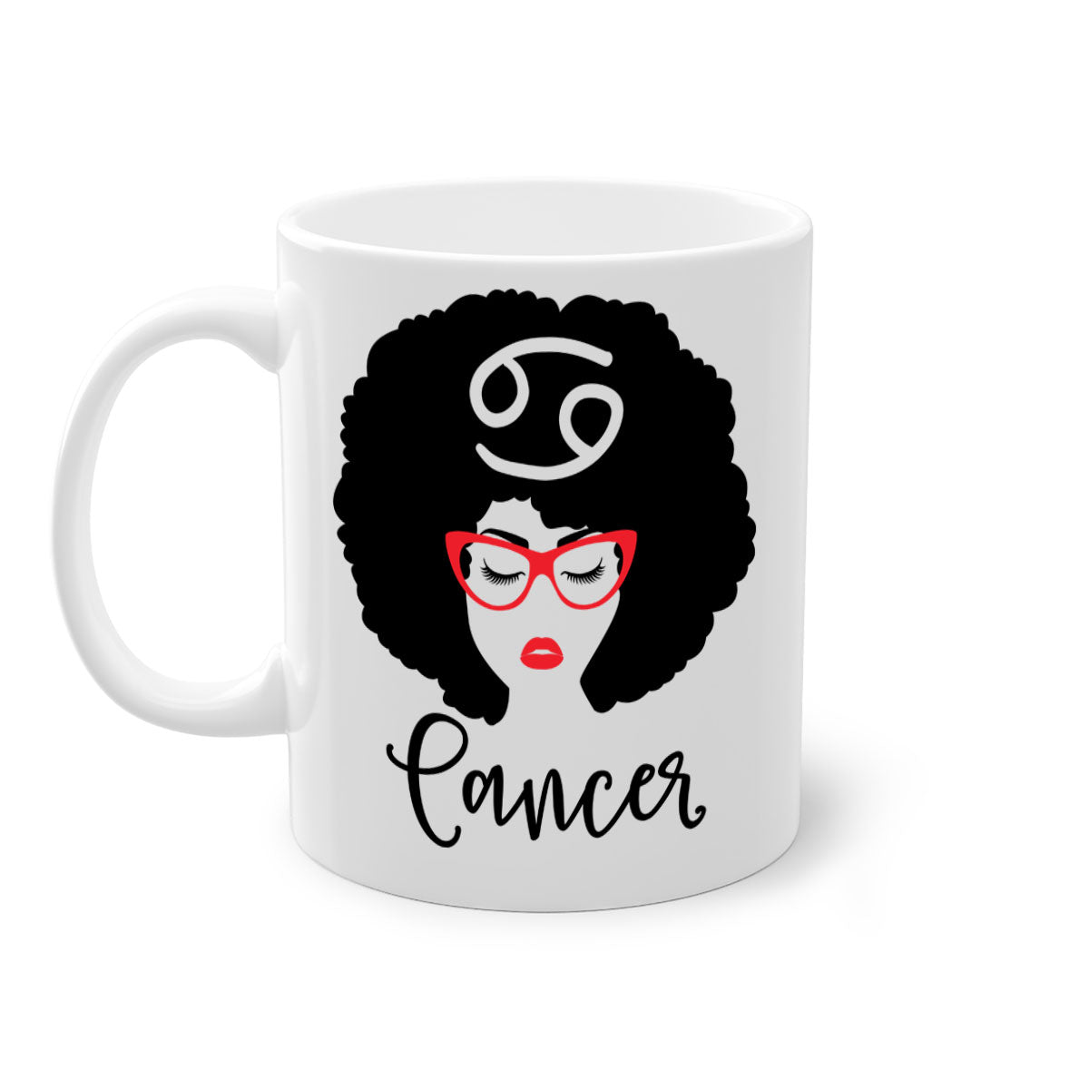 Cancer 164# Zodiac Mug with colorful handle and glossy finish, available in multiple sizes.