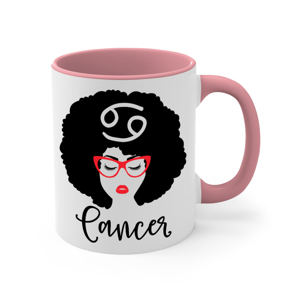 Cancer 164# Zodiac Mug with colorful handle and glossy finish, available in multiple sizes.