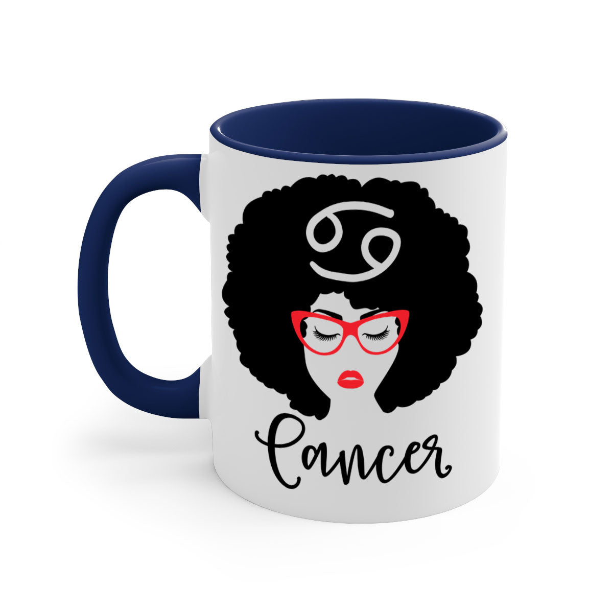 Cancer 164# Zodiac Mug with colorful handle and glossy finish, available in multiple sizes.