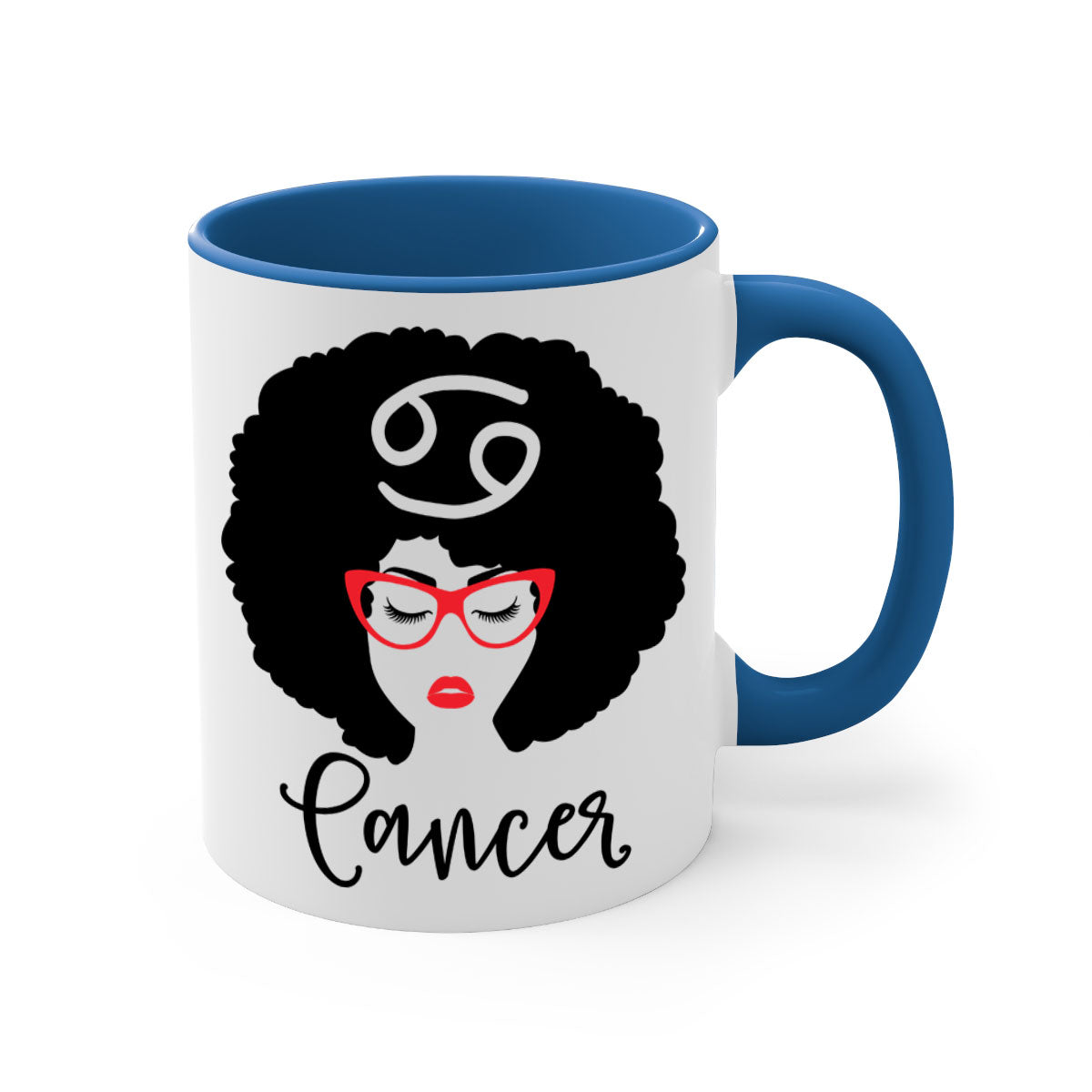 Cancer 164# Zodiac Mug with colorful handle and glossy finish, available in multiple sizes.