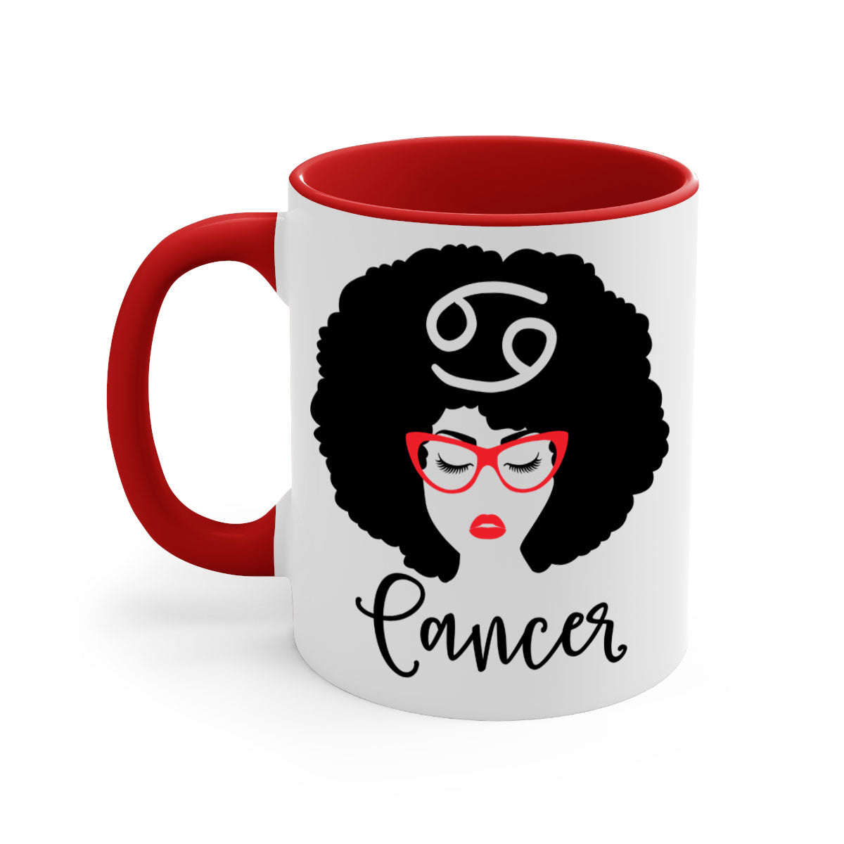 Cancer 164# Zodiac Mug with colorful handle and glossy finish, available in multiple sizes.