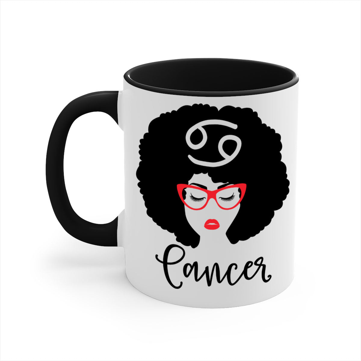 Cancer 164# Zodiac Mug with colorful handle and glossy finish, available in multiple sizes.