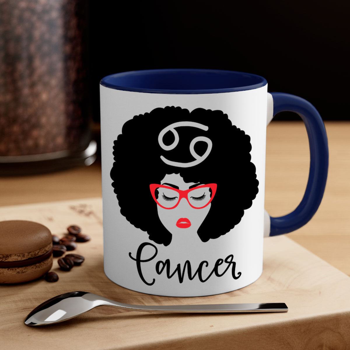 Cancer 164# Zodiac Mug with colorful handle and glossy finish, available in multiple sizes.