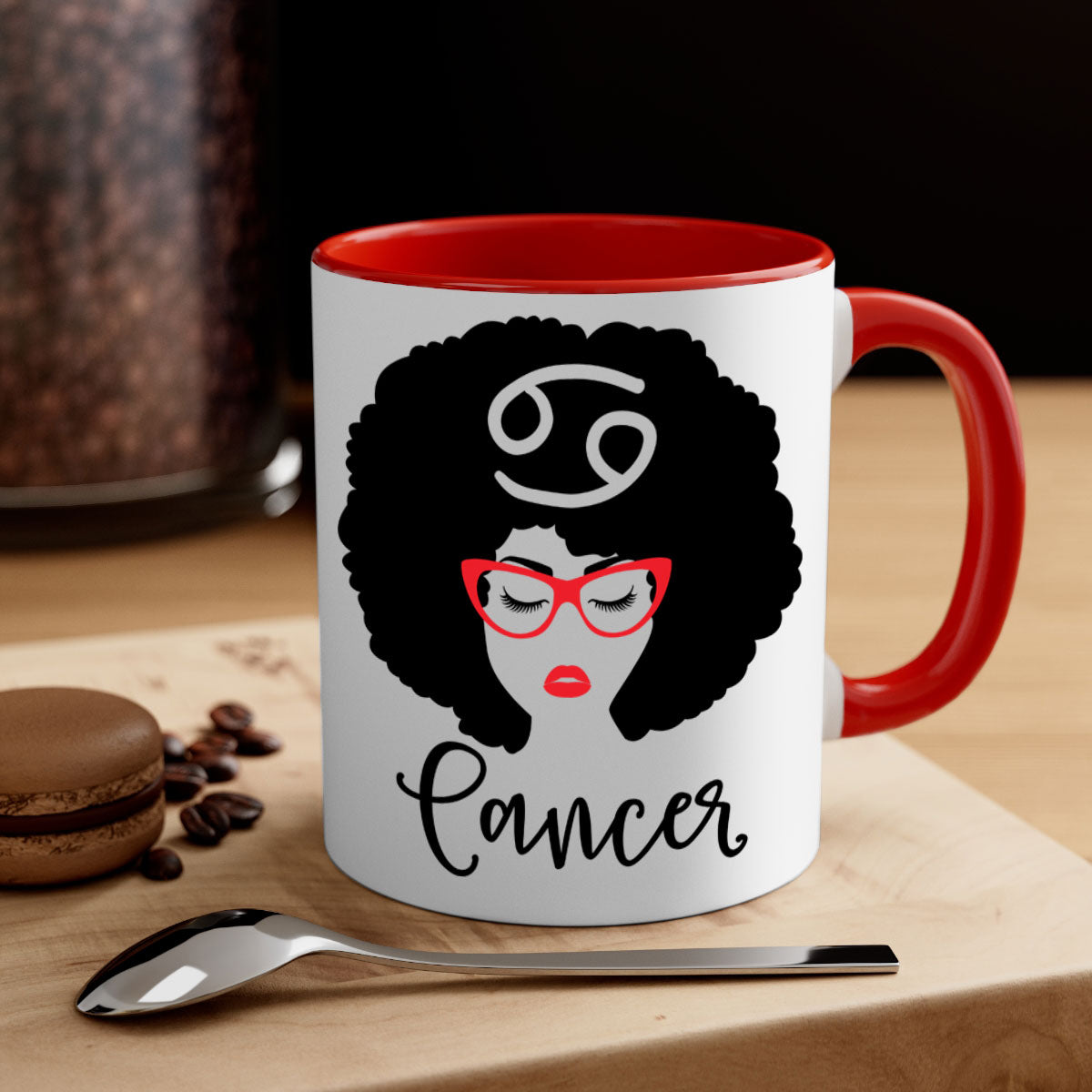 Cancer 164# Zodiac Mug with colorful handle and glossy finish, available in multiple sizes.