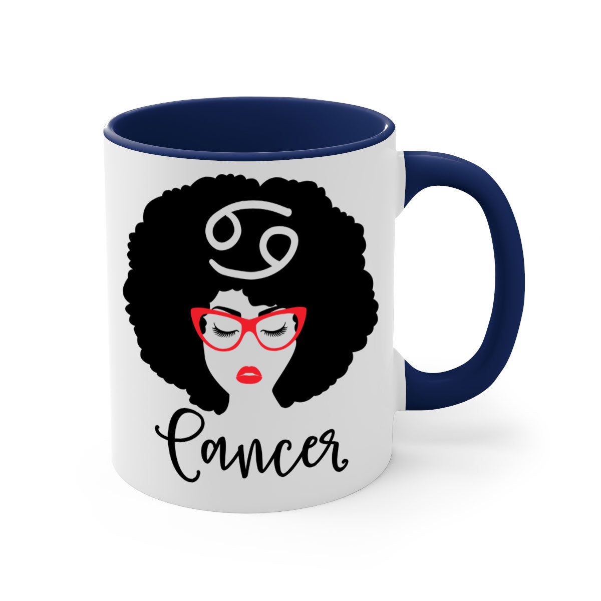 Cancer 164# Zodiac Mug with colorful handle and glossy finish, available in multiple sizes.