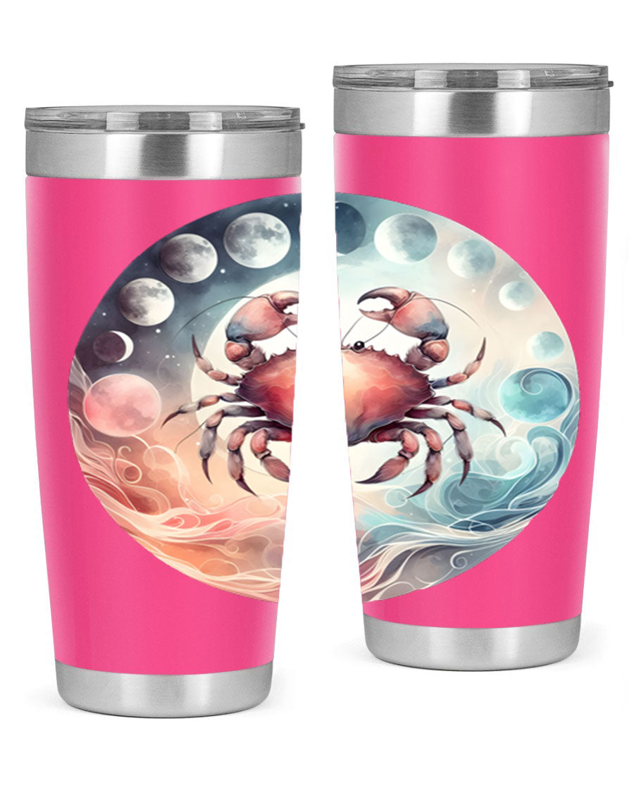 Cancer 167# Zodiac Tumbler in stainless steel with a vibrant zodiac design, available in 20oz and 30oz sizes.